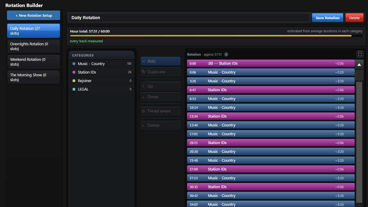 Rotation builder in OnCue